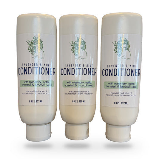 Wild Mane Lavender & Mint Conditioner, three 8 oz bottles