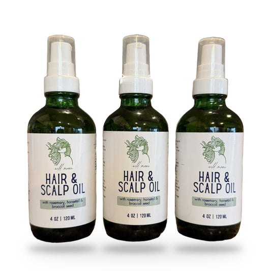 Wild Mane Hair & Scalp Oil, three 4 oz bottles